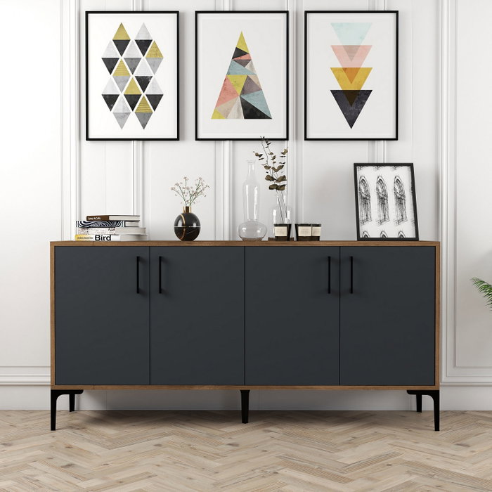 Hanah Home Kiev 160 Consola Nogal y Antracita